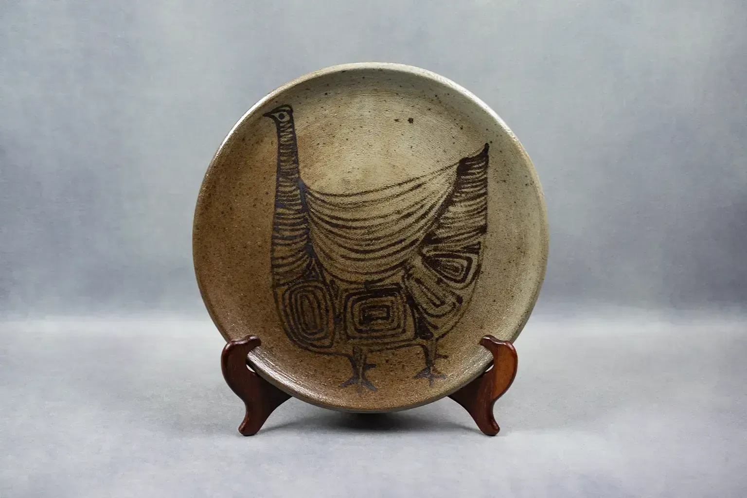 Michel Gardelle — Stoneware Dish With Stylized Bird Decoration, Circa 1980, Signed photo furniture
