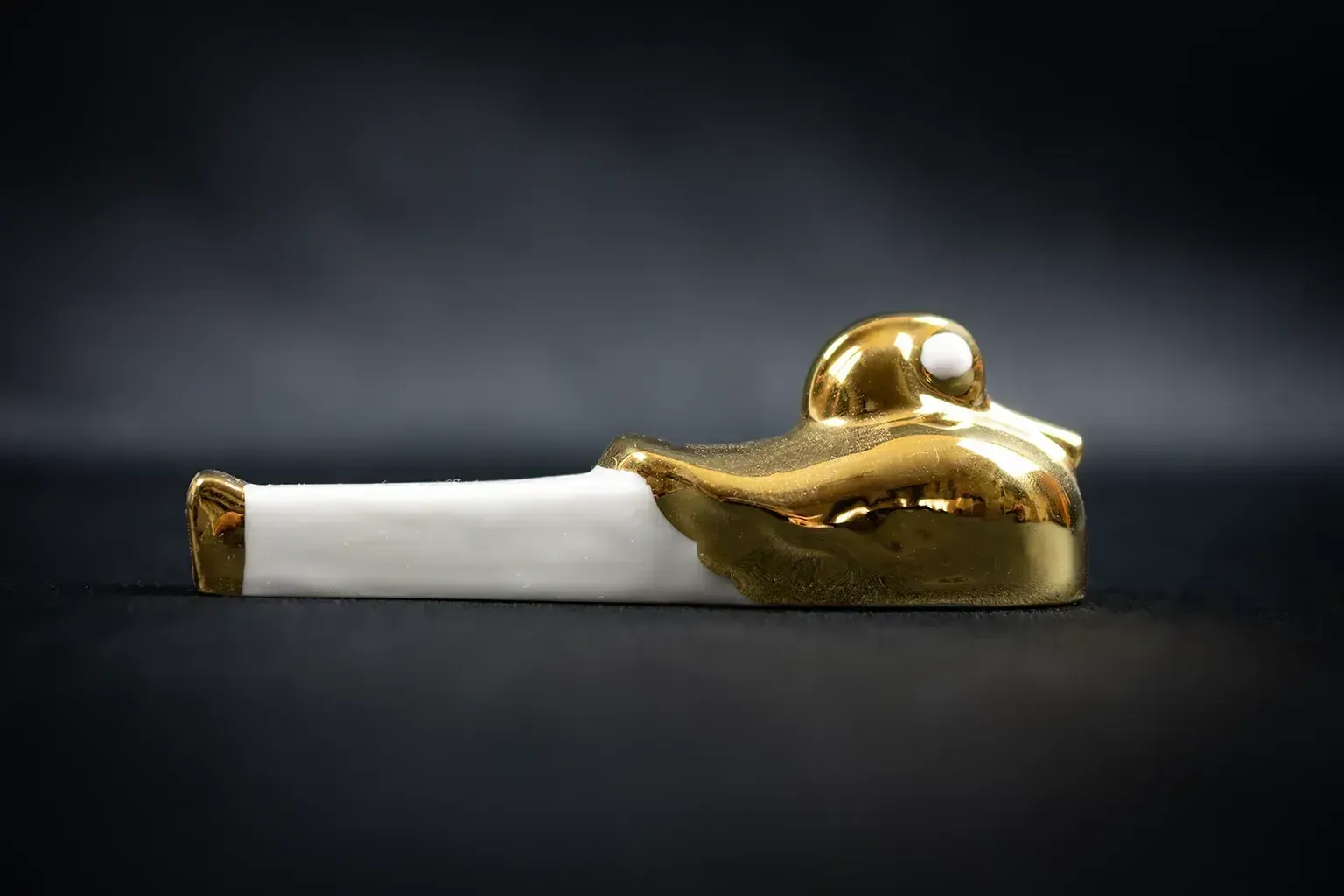 12 porte-couteaux ROBJ en forme de canard - ensemble Art déco avec 2 salières en porcelaine dorée photo vintage