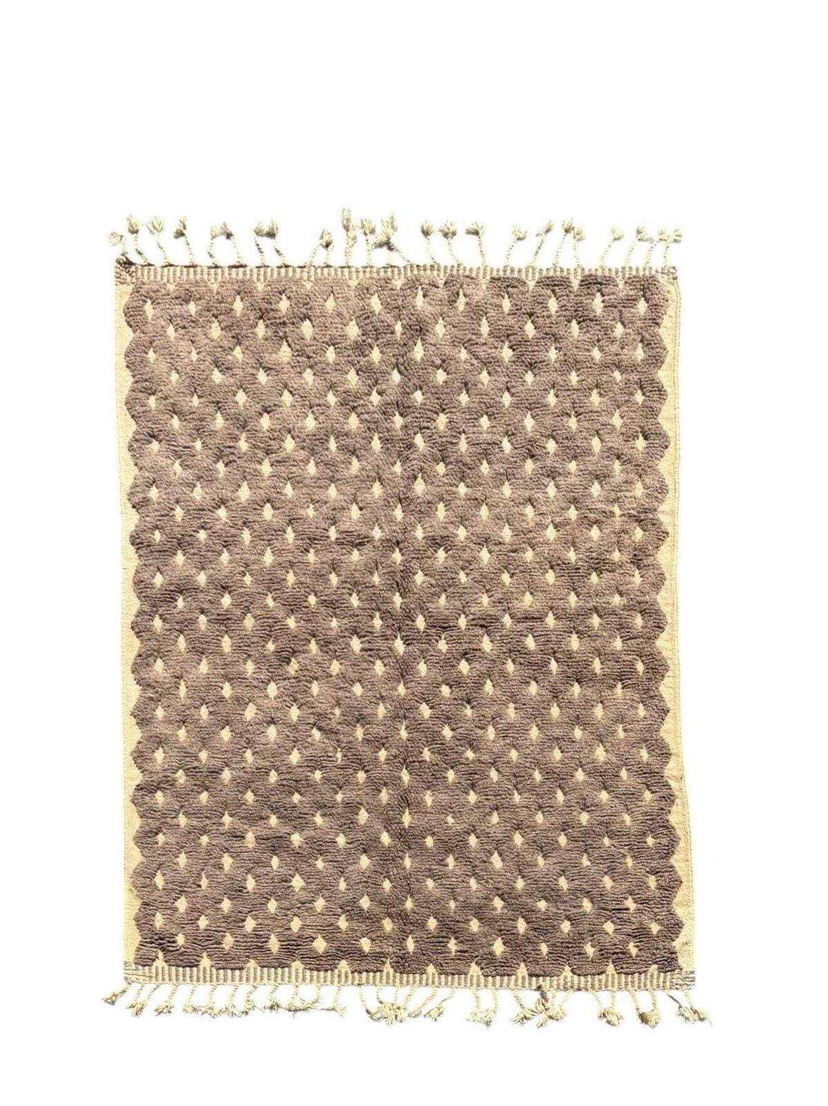 Boho Moroccan Area Wool Rug 180x270 Cm – Neutral Tones With Diamond Design & Fringe photo furniture