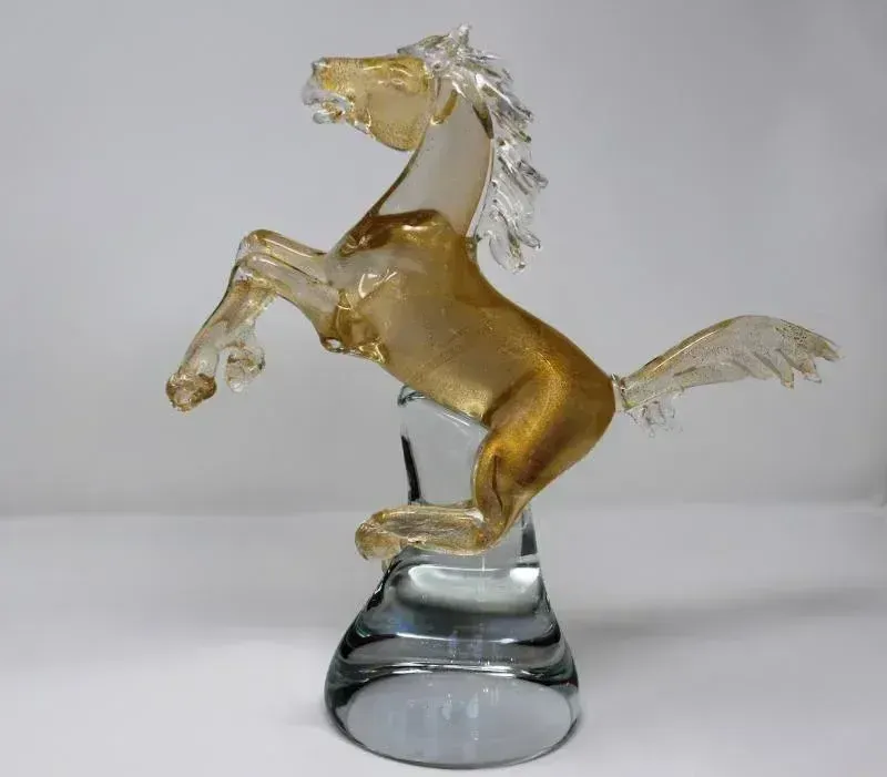 Wave Murano Glass   Stallion Horse Hand Formed In Murano photo 1645.0