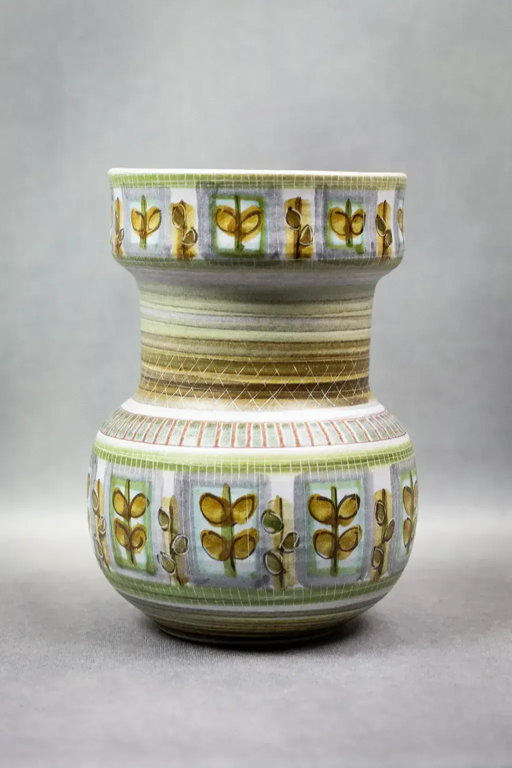 Vase en grès émaillé Marcel Guillot, décor végétal, années 1960 photo for sale