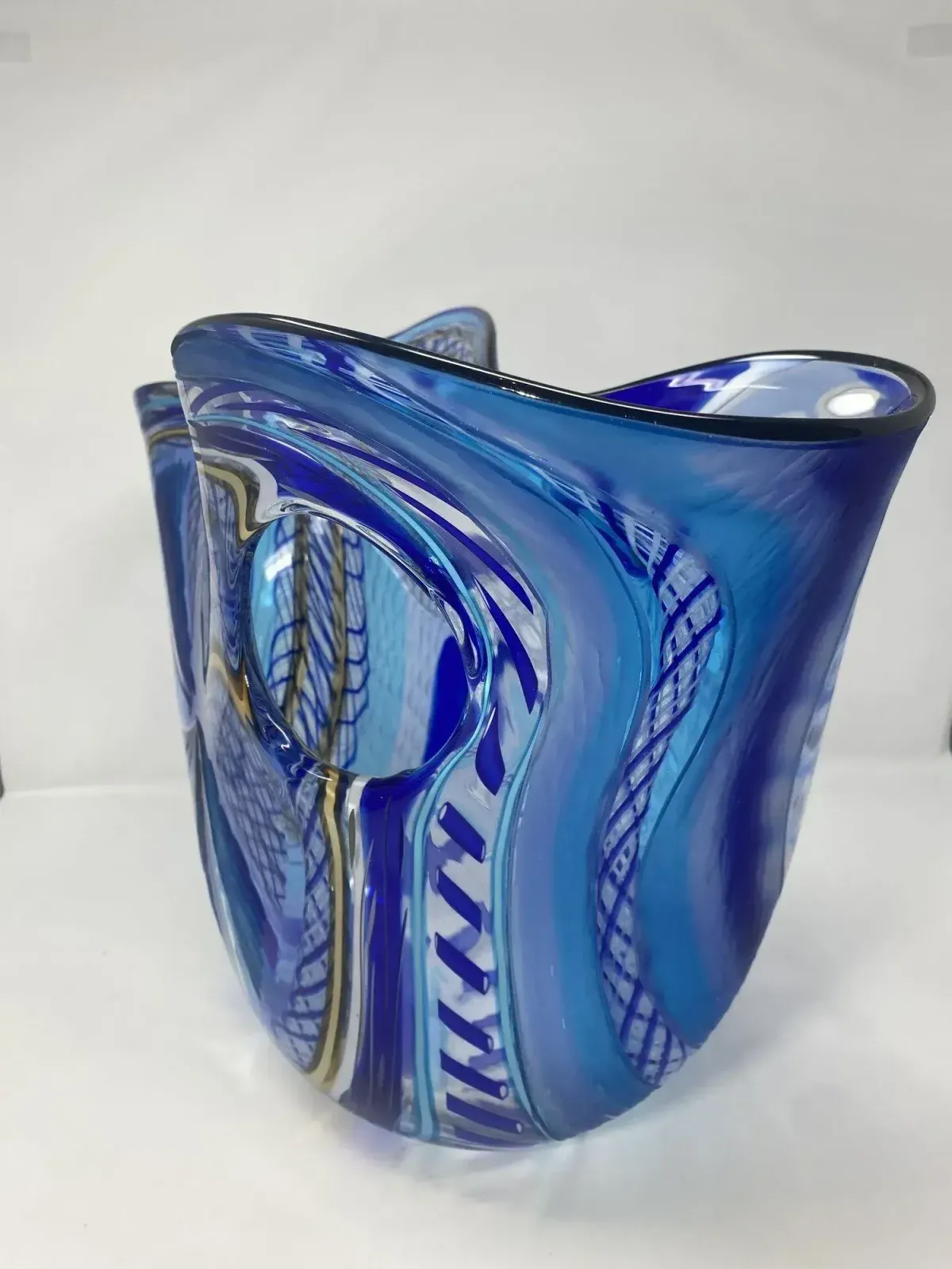 One Of A Kind Murano Glass Vase "Carnevale" By Schiavon photo buy