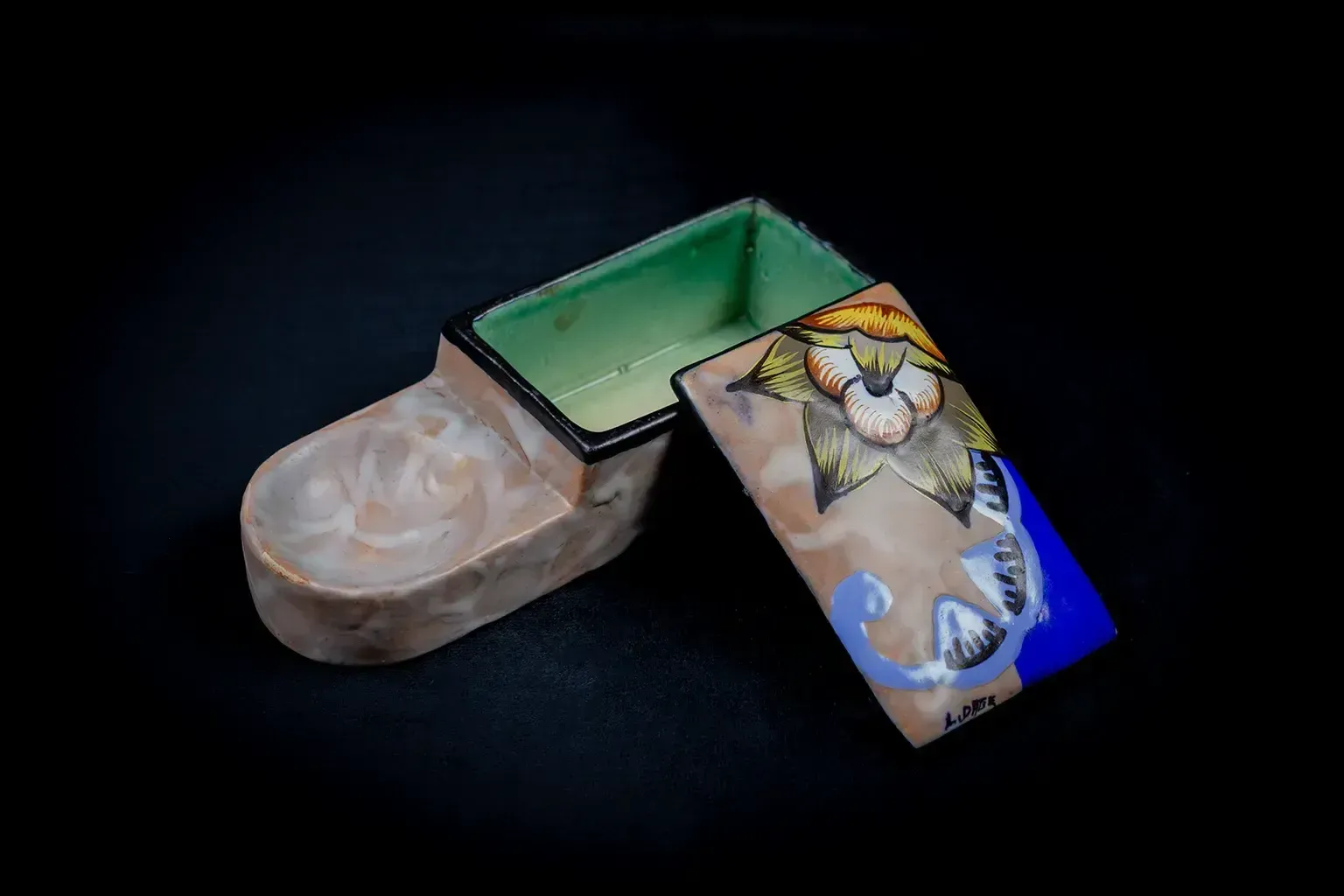 photo furniture Floral Art Deco Cigarette Box And Ashtray By Louis Auguste Dage