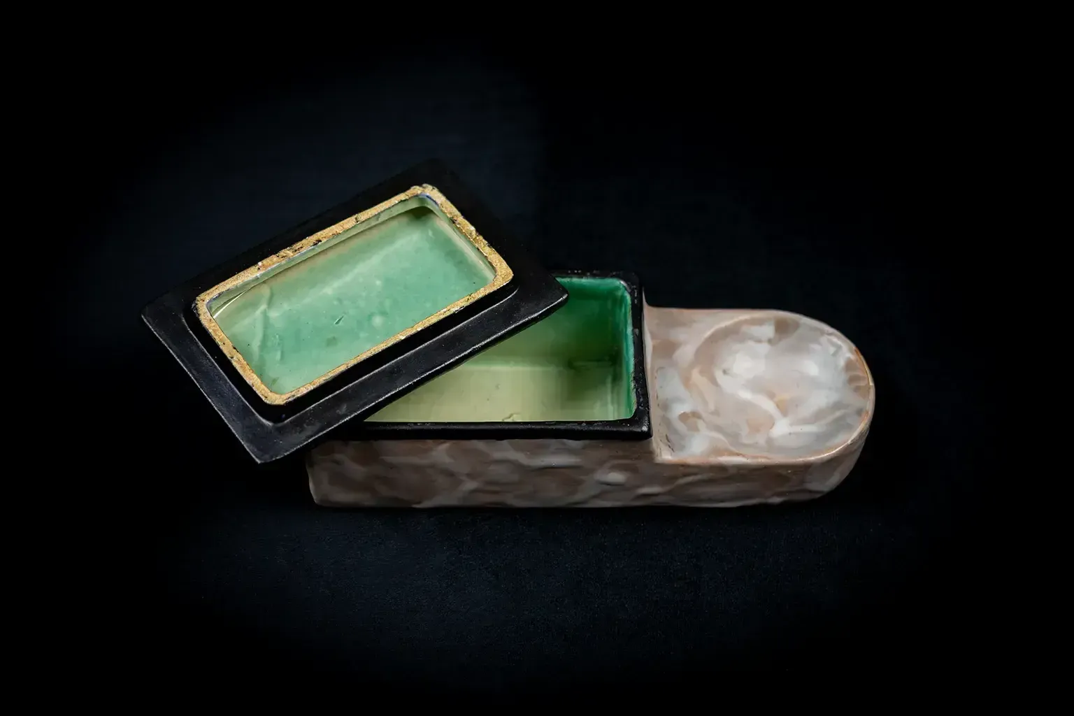photo for sale Floral Art Deco Cigarette Box And Ashtray By Louis Auguste Dage