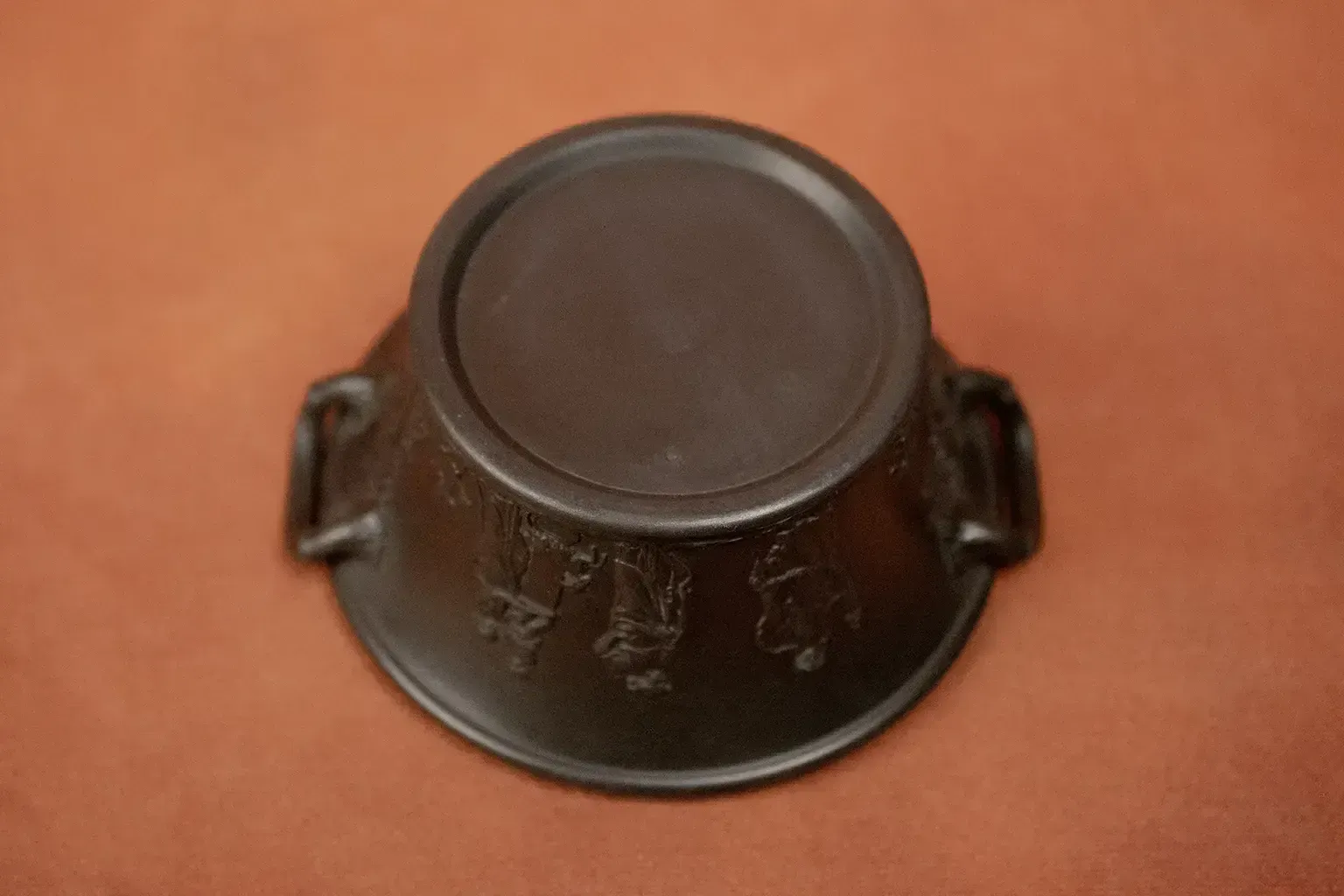 photo for sale A Brown Ceramic Bowl With Handles From Wedgwood, Decorated With Antique Friezes