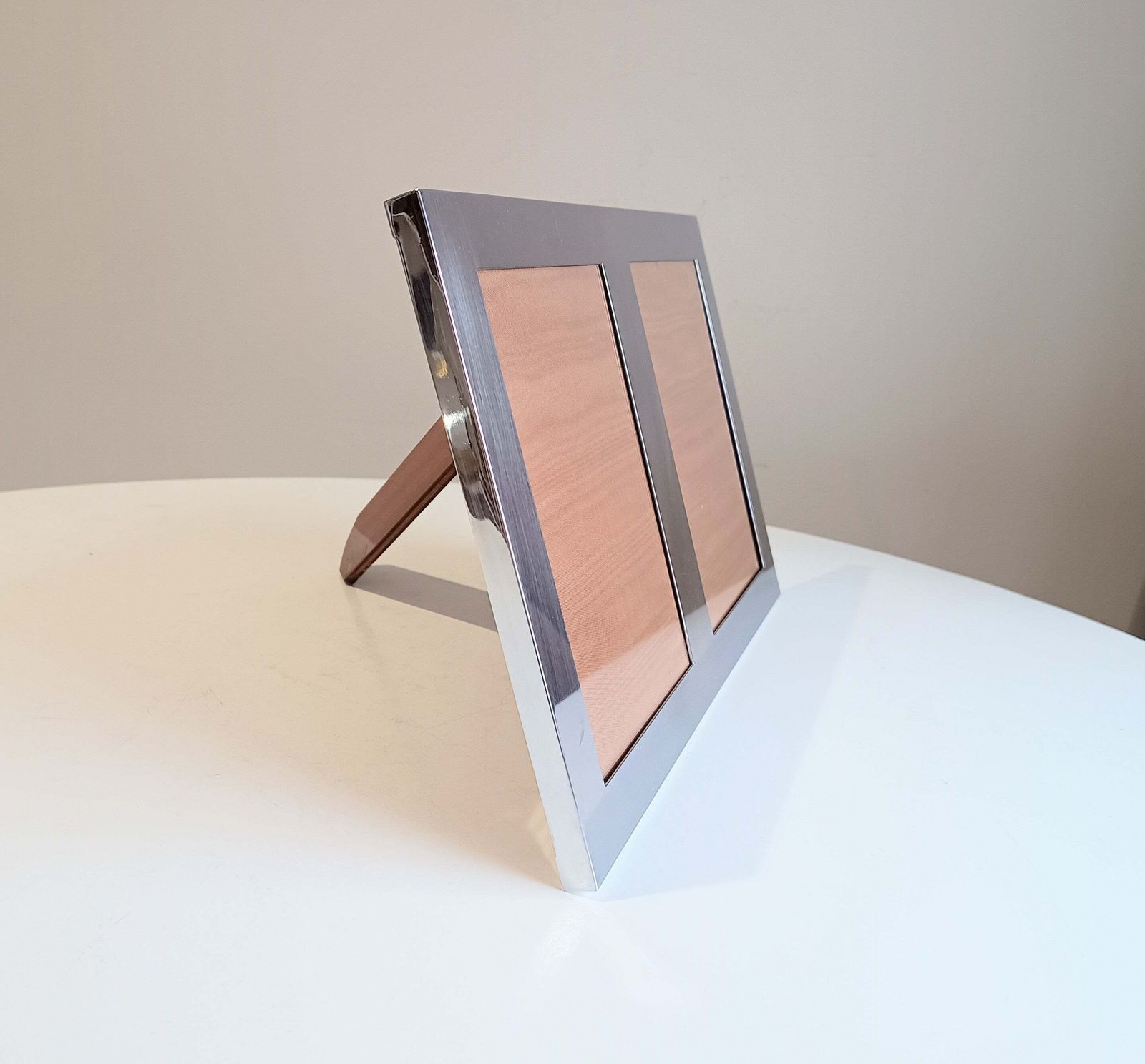 Midcentury Modern Vintage Felice Antonio Botta Tabletop Easel Frame: Chrome & Walnut Back, Romeo Rega Style photo buy