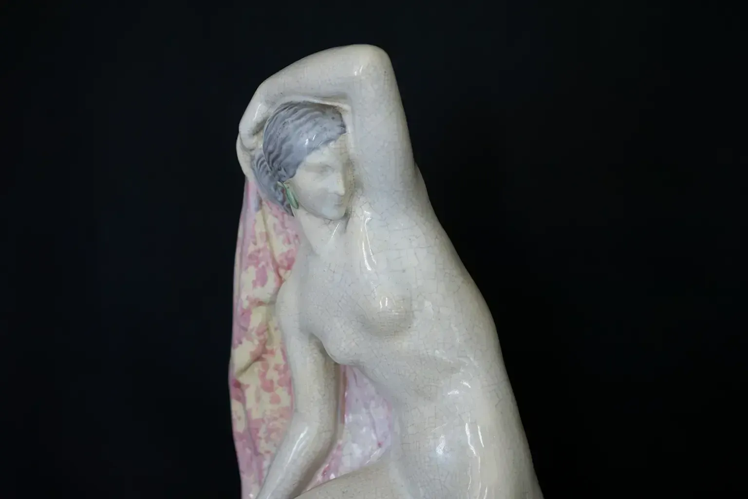 Lighting Art Deco Sculpture Lamp "Seated Draped Nude Woman" By Fanny Rozet photo