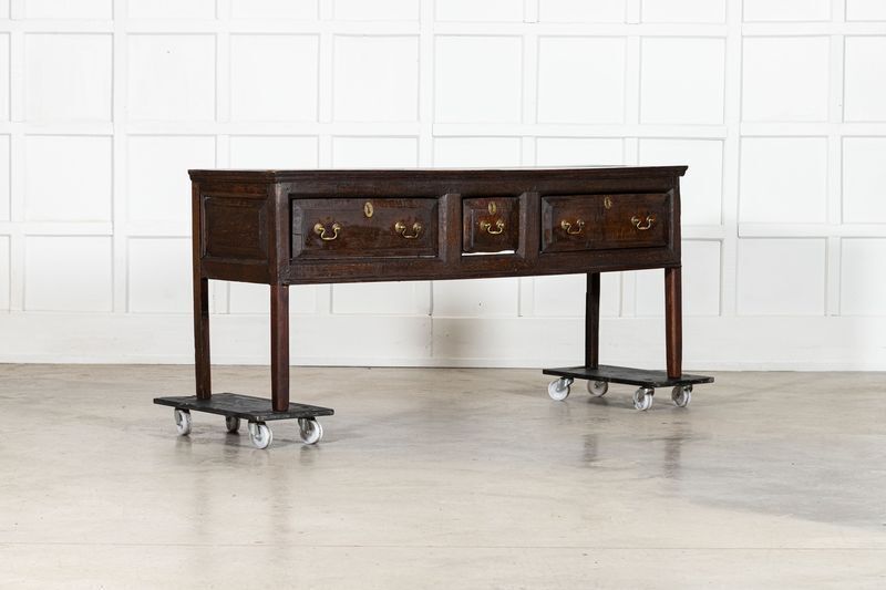 18thc English Oak Vernacular Dresser Base photo for sale