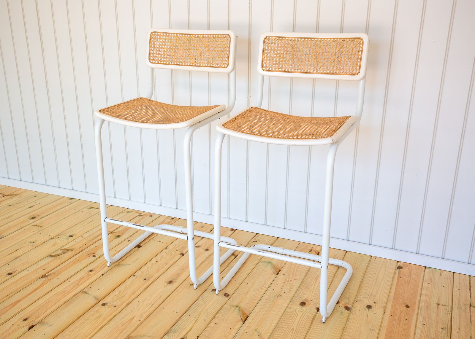 2 White Cesca Barstools Marcel Breuer B64 S64 Bauhaus Rattan Bar Chair Mcm 1970s Pair Bar Stools Bar Chairs Mid Century photo buy