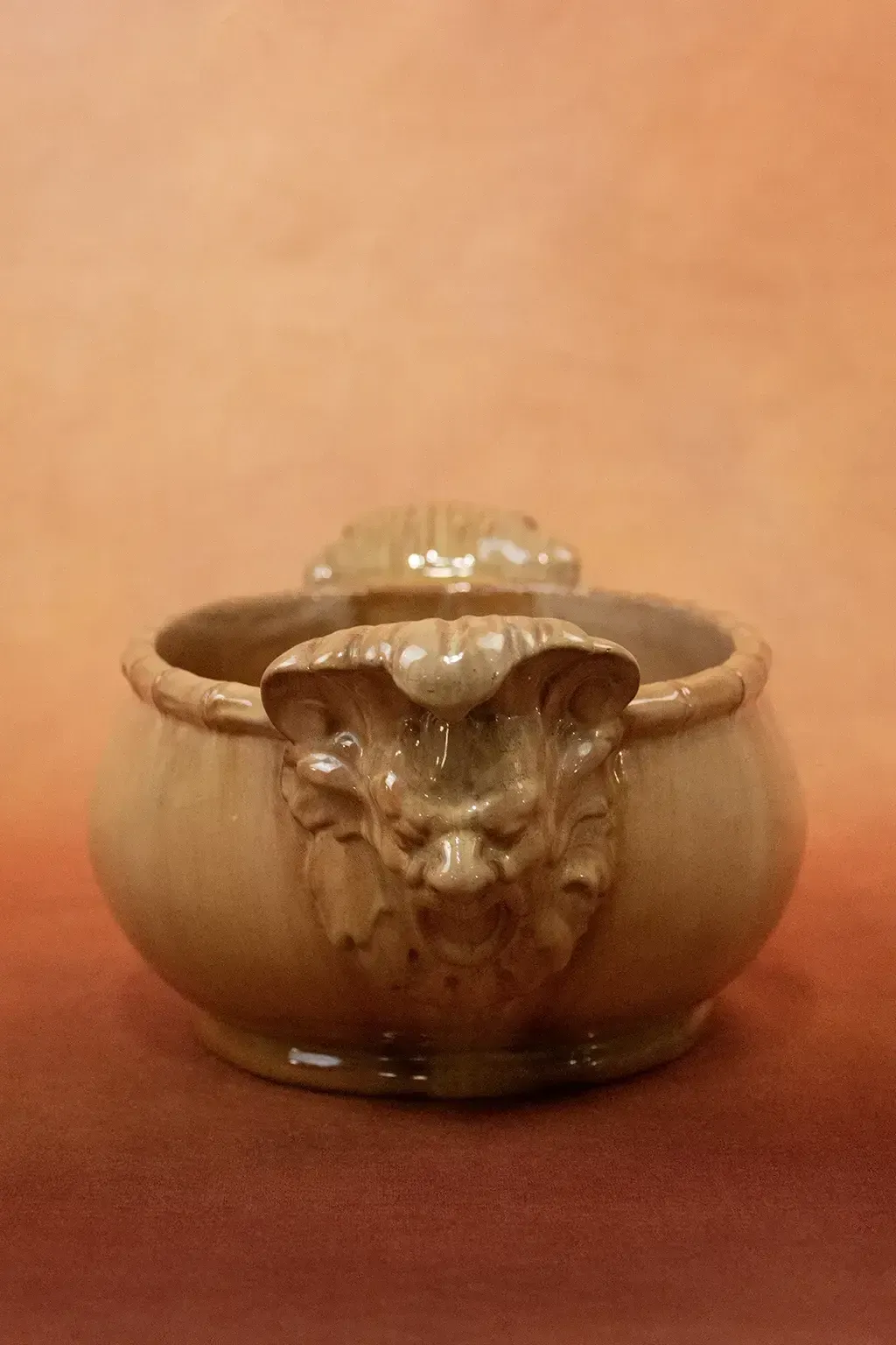 Home Decor Clément Massier Planter With Enamelled Earthenware Mascarons   Late 19th Century Vallauris Ceramic photo
