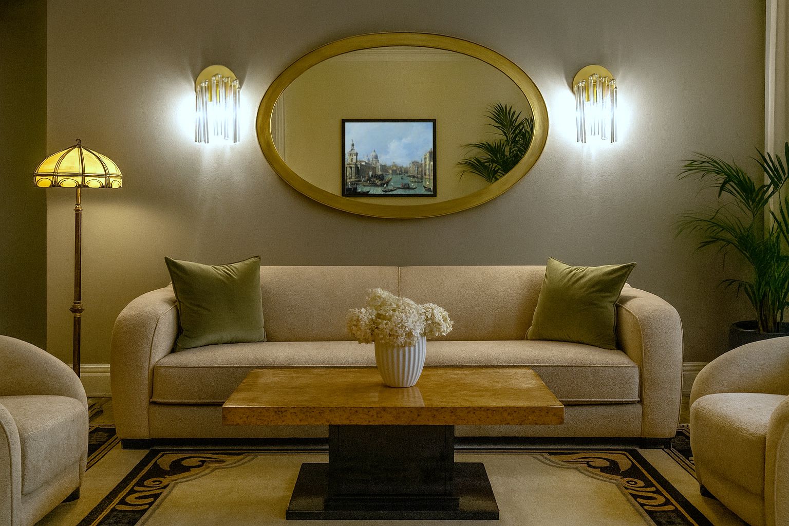 Pair Of Wall Lamp Waterfall / Brass And Murano Glass / Fontana Arte Style photo for sale