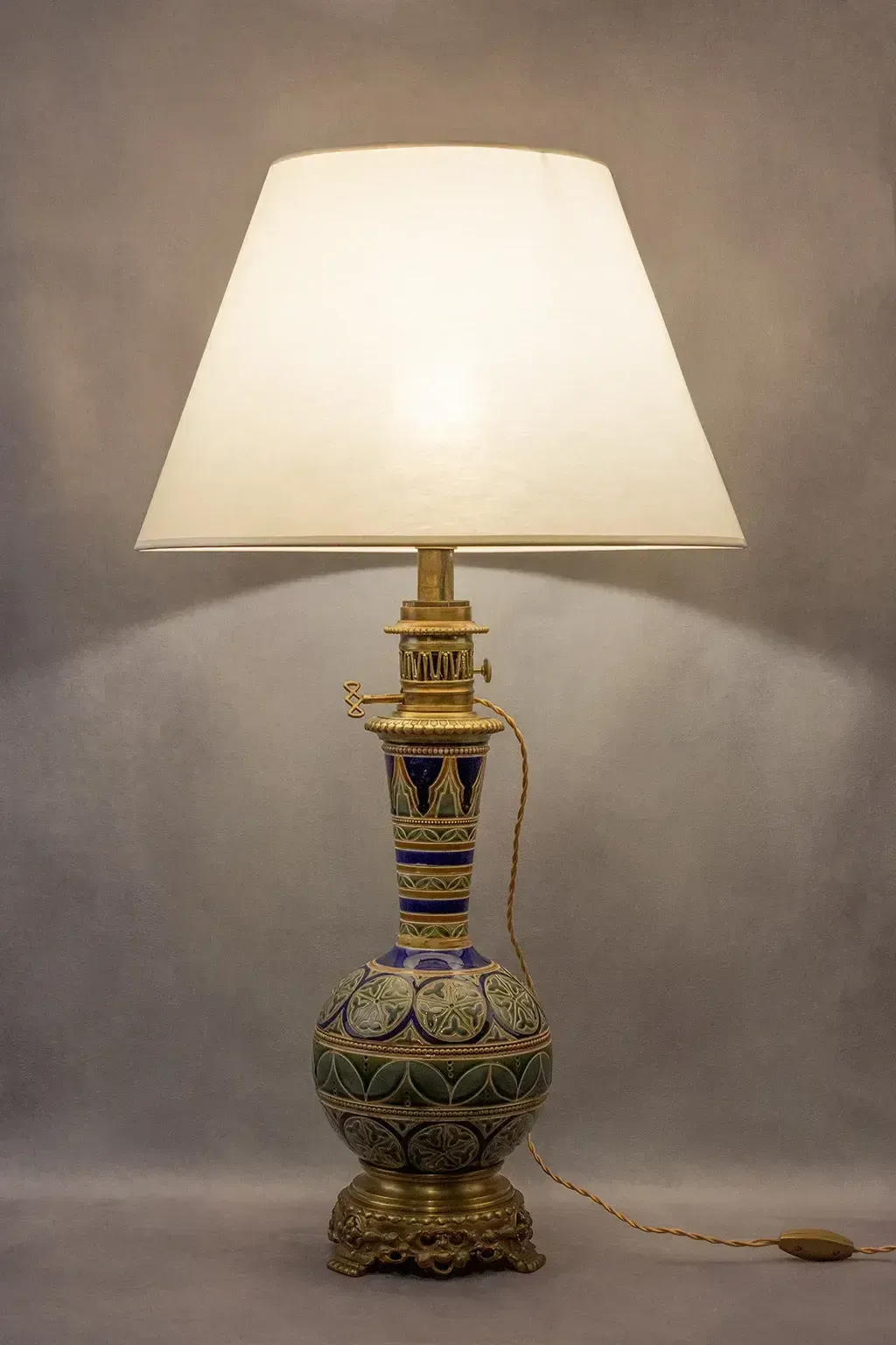 Pair Of Longwy Vases Mounted As Lamps, Late 19th Century photo vinterior