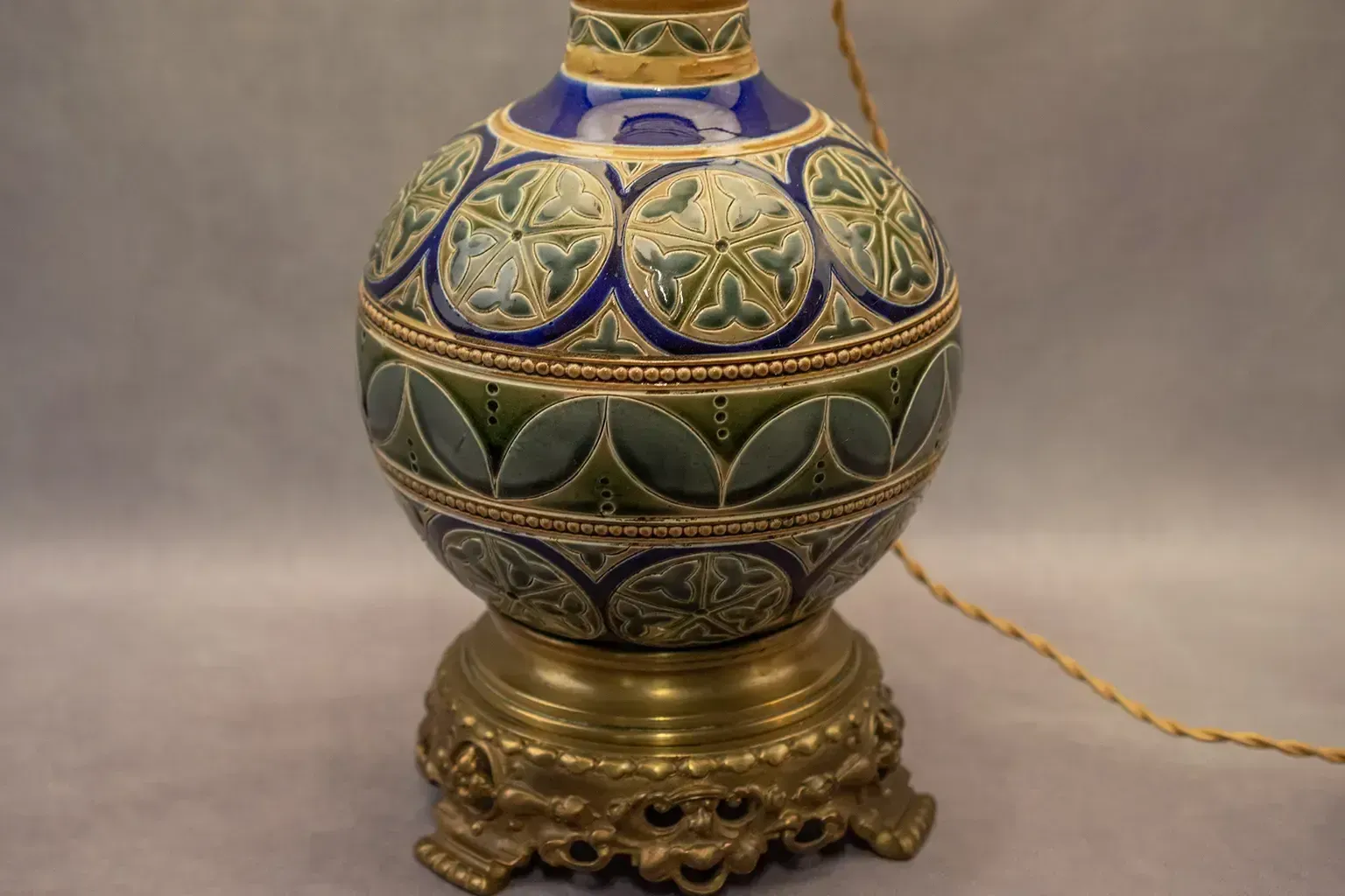 Pair Of Longwy Vases Mounted As Lamps, Late 19th Century photo buy