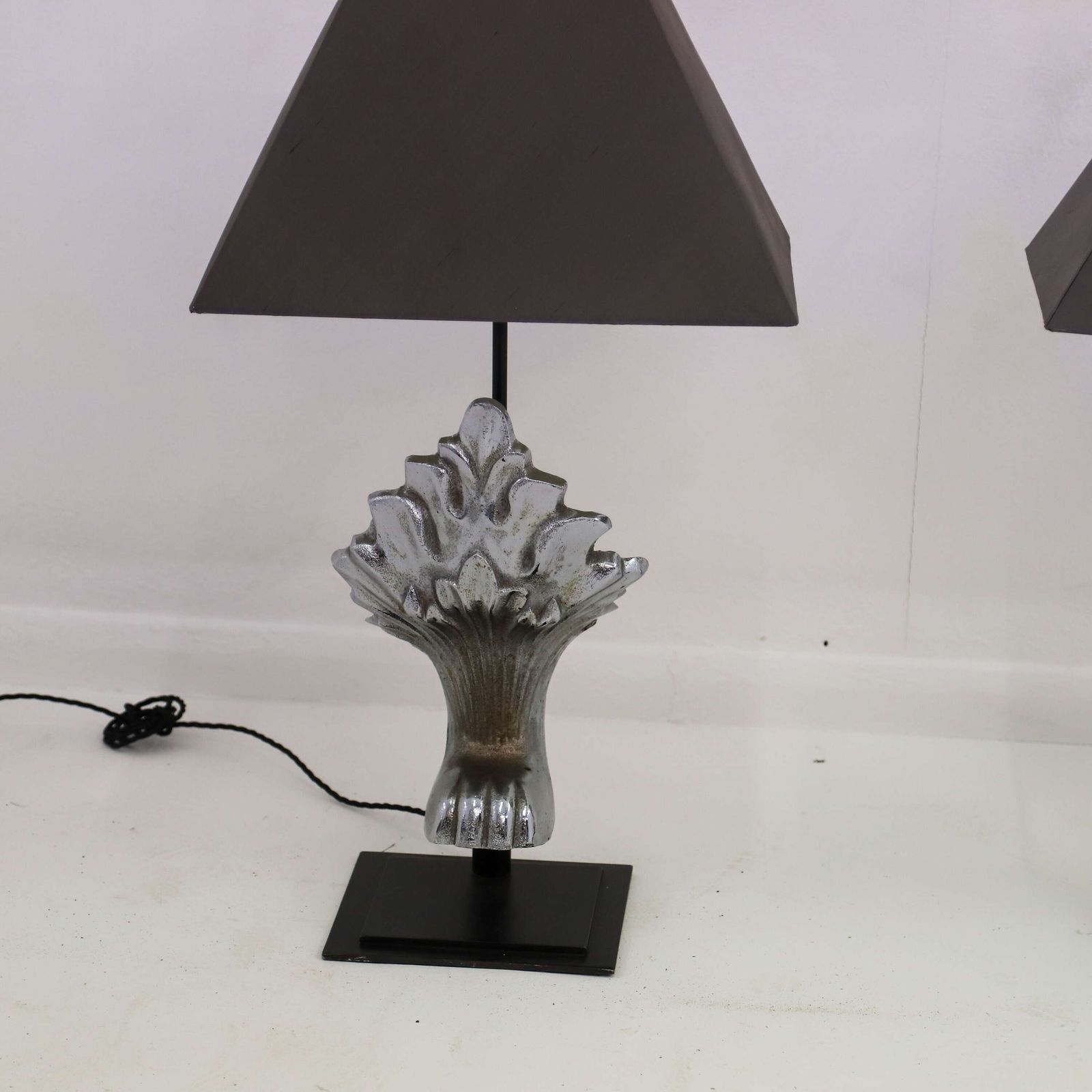 Pair Of Lamps   Formed From A Pair Of Art Deco Bath Feet In Their Original Nickel Finish photo Lighting