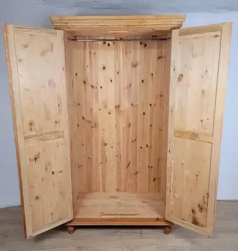 Pine Double Door Wardrobe Country Farmhouse Antique photo for sale