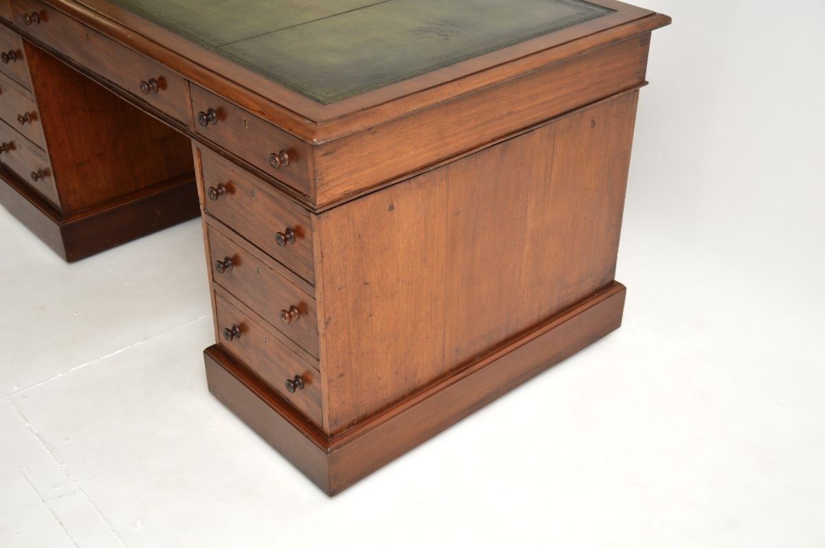 photo furniture Antique Victorian Walnut Leather Top Pedestal Desk