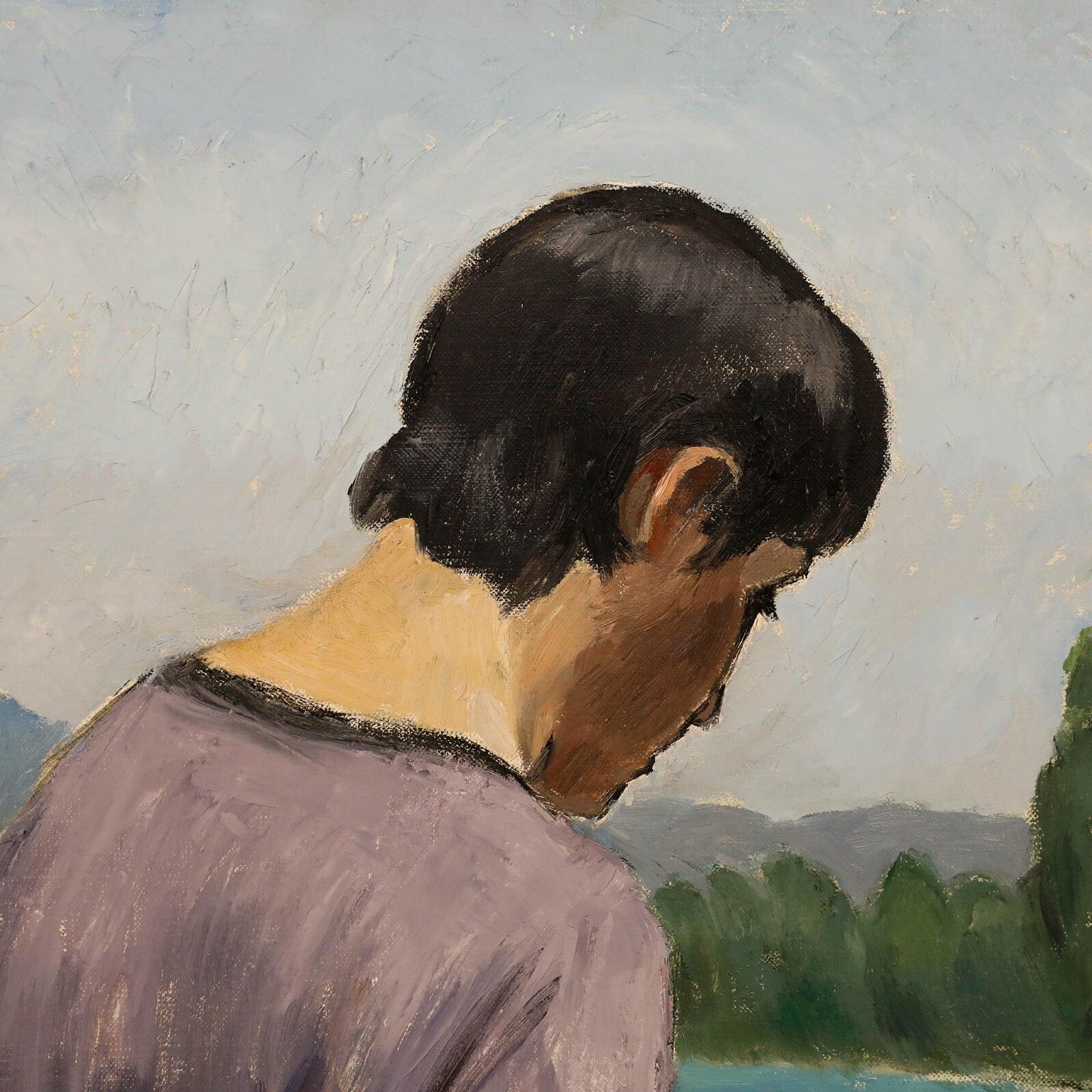 Georges Joubin (1888 1983)   Mid 20th Century Oil, Reading Outside photo Art