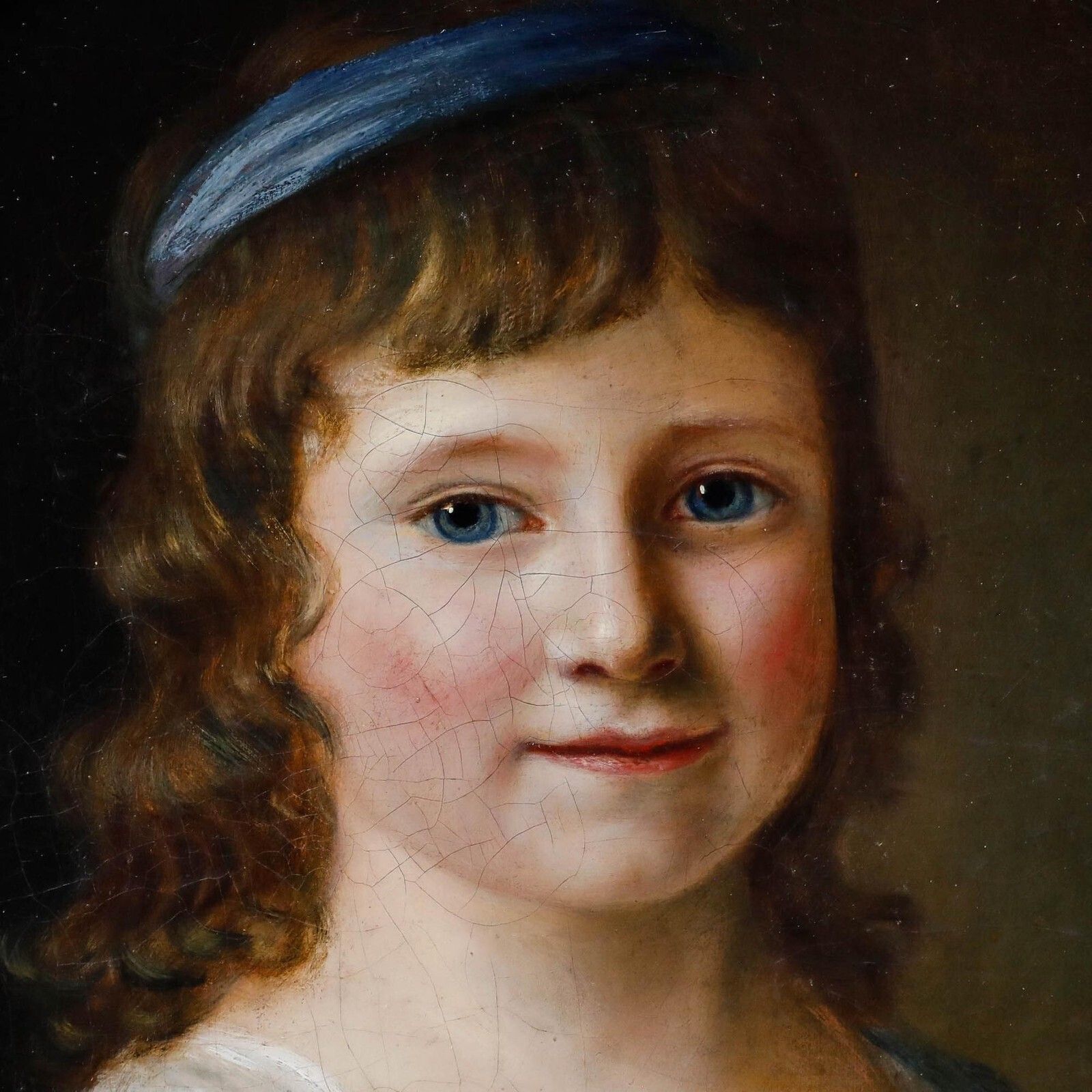 Fine Regency Early 19th Century Oil   Girl With A Blue Ribbon photo 550.0