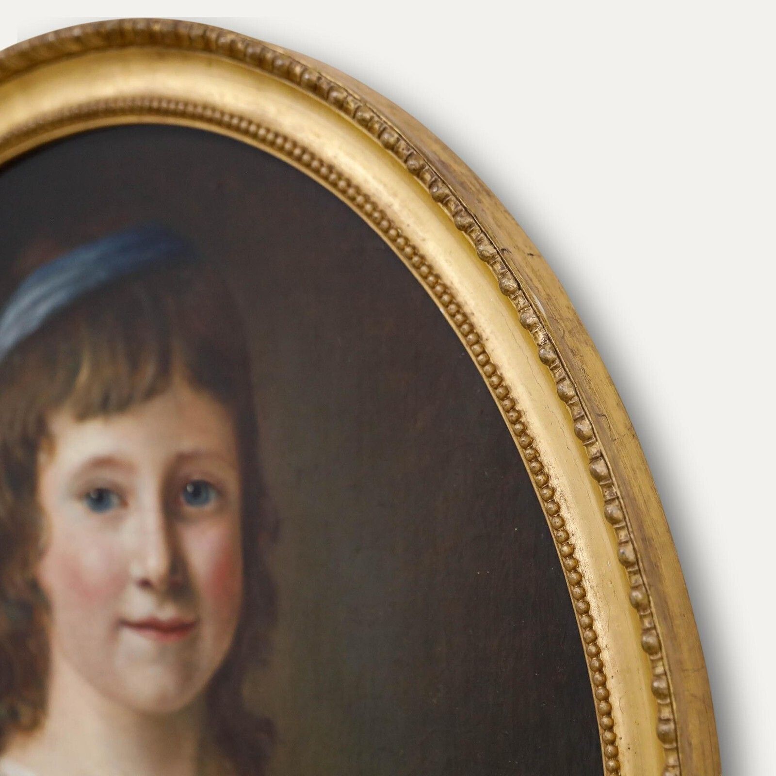 Fine Regency Early 19th Century Oil   Girl With A Blue Ribbon photo vinterior