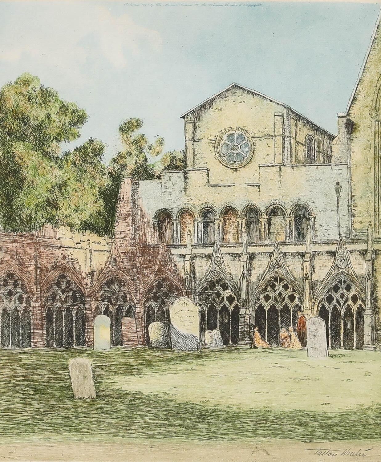 William Tatton Winter (1855 1928)   Early 20th Century Etching, The Cloisters photo furniture