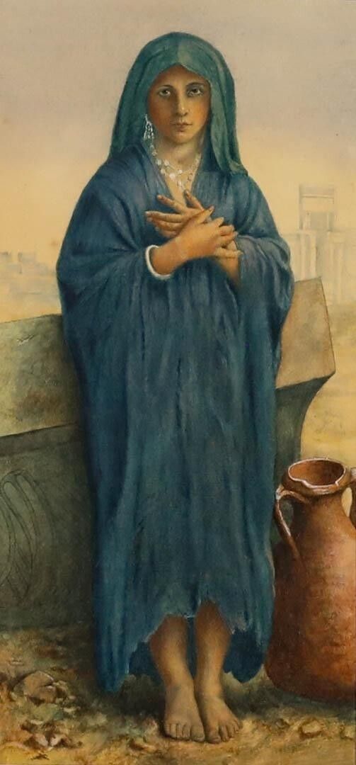 After William Adolphe Bouguereau (1825 1905)   Watercolour, Young Fellah Girl photo furniture
