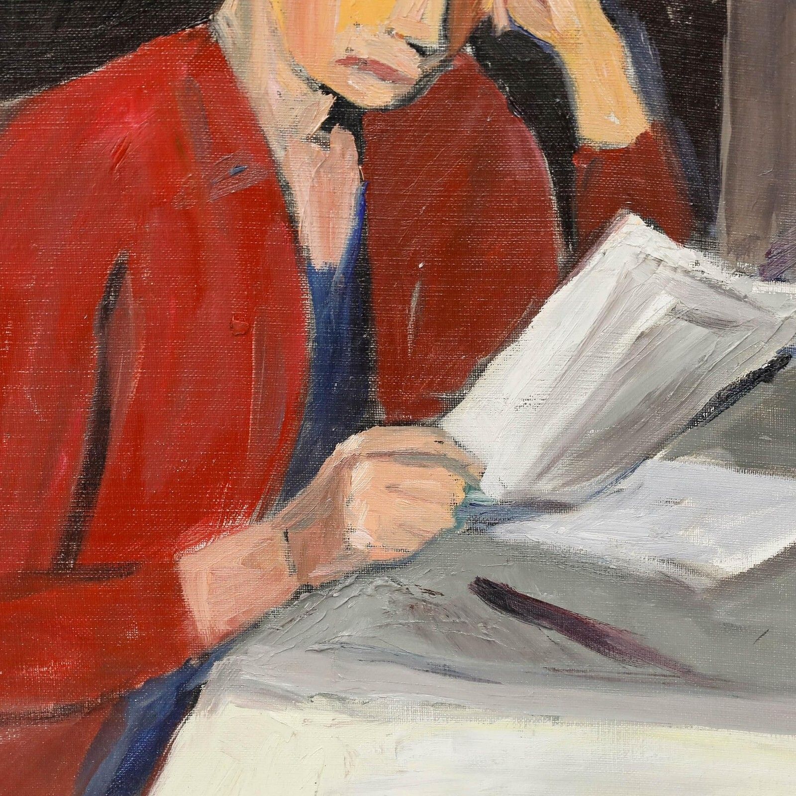 Georges Joubin (1888 1983)   Modernist 1970 Oil, Woman Reading photo 325.0