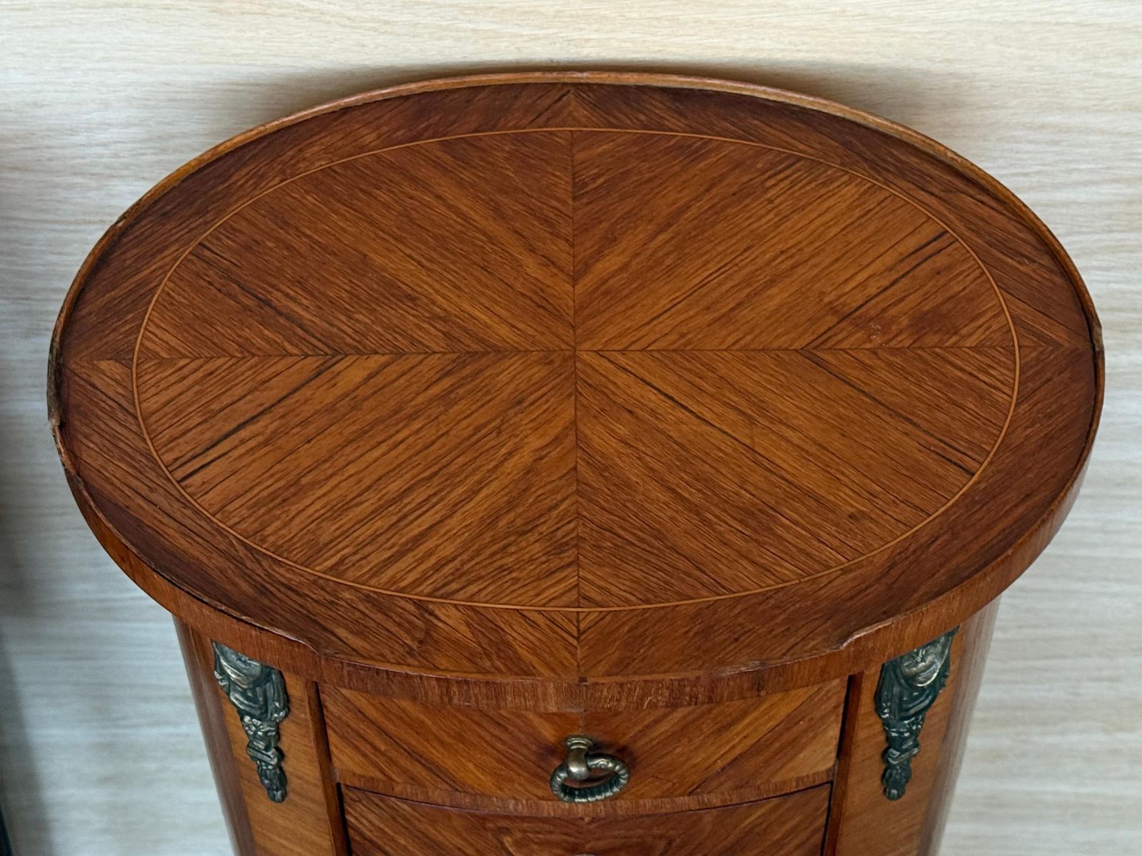 Pair Of Narrow Louis XV Style Bedside Tables With Three Drawers And Cabriole Legs photo Furniture