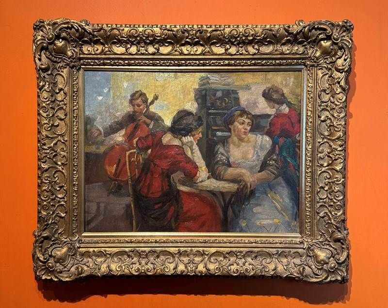 Manner Of Ulisee Caputo, Oil On Canvas Of A Belle Epoque Cafe Scene photo furniture