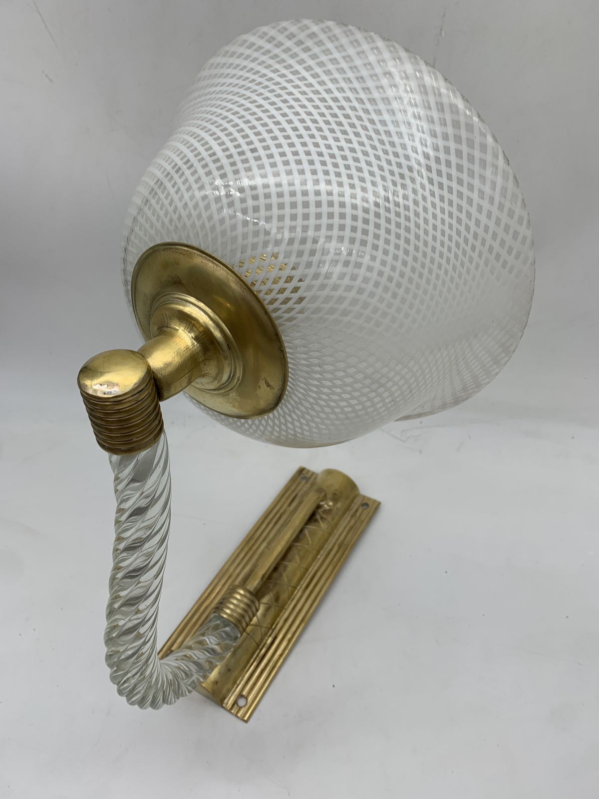 Pair Of Wall Lamps Attributed To Venini Reticello Made In Italy photo 1662.0