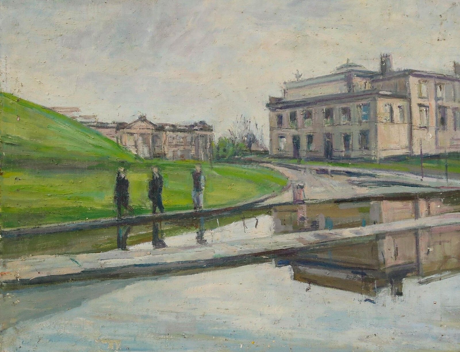 Simon Goldberg (1916 2002)   Mid 20th Century Oil, Manor Reflections photo furniture