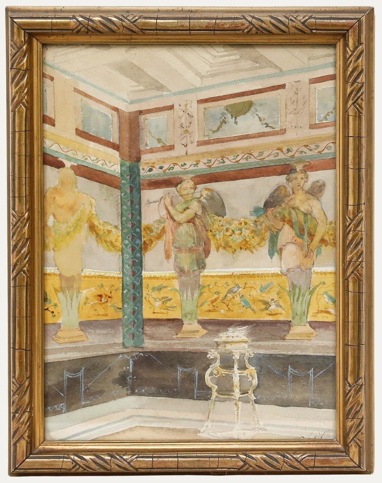Adolf Schill (1848 1911)   Late 19th Century Watercolour, Statues