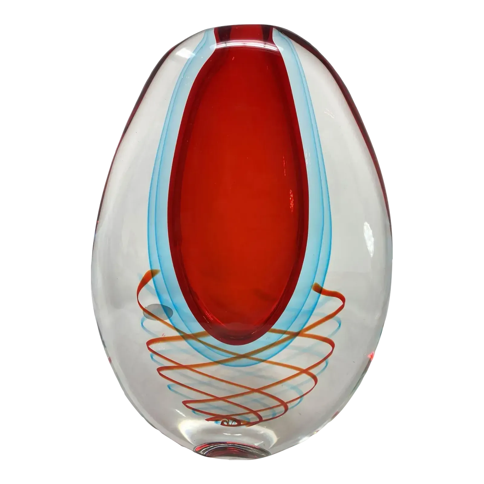 "Vaso Spirale" Murano Glass Sommerso Vase