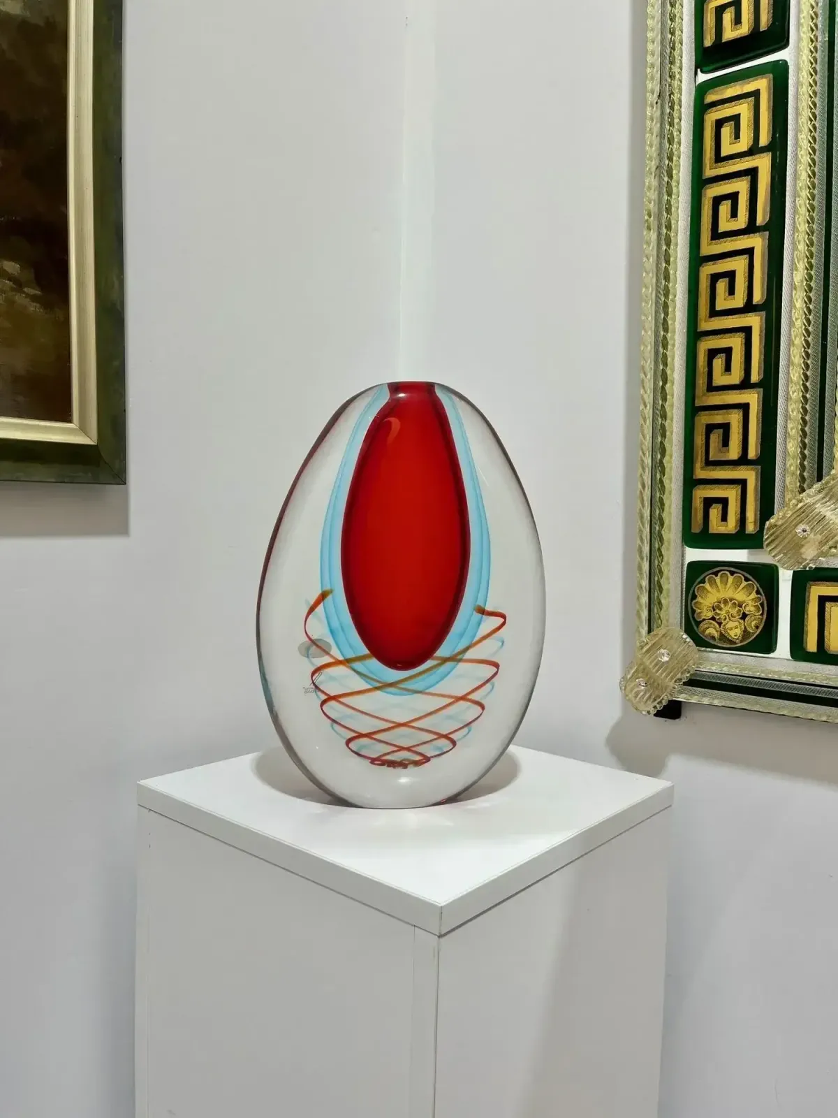 "Vaso Spirale" Murano Glass Sommerso Vase photo furniture
