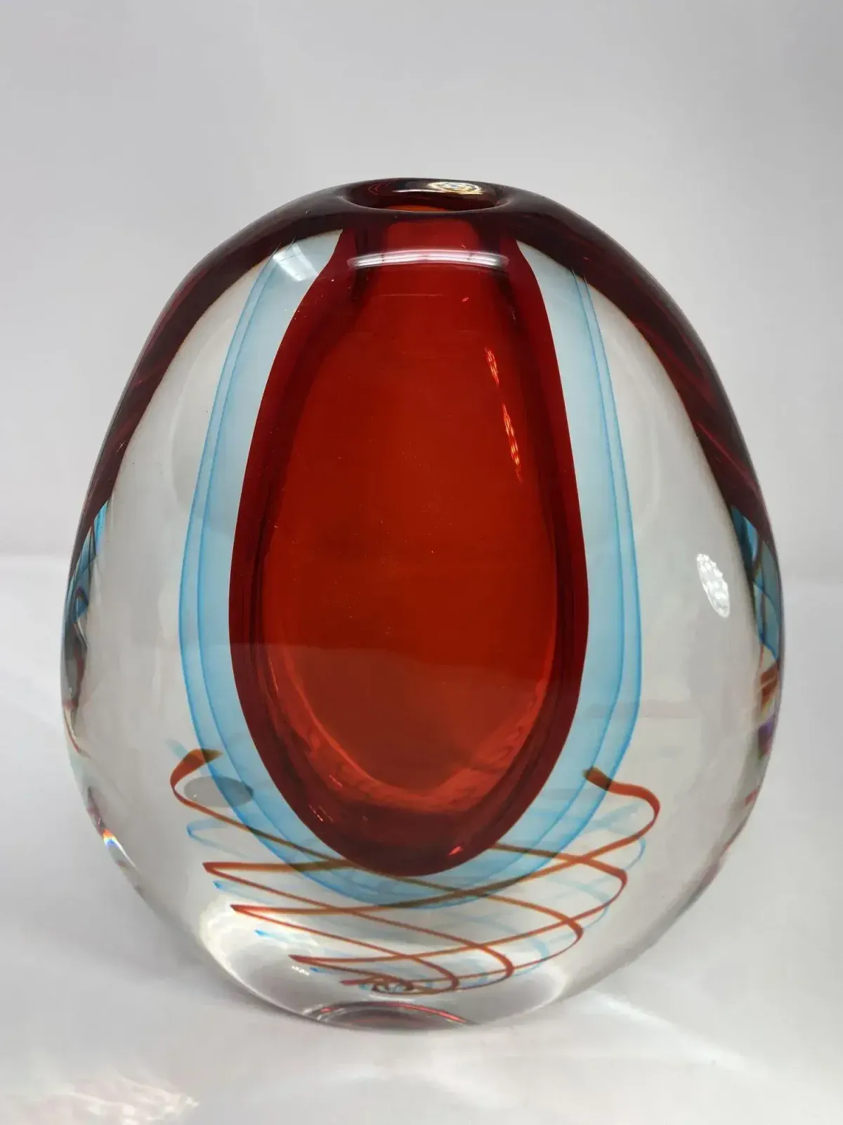 "Vaso Spirale" Murano Glass Sommerso Vase photo vinterior