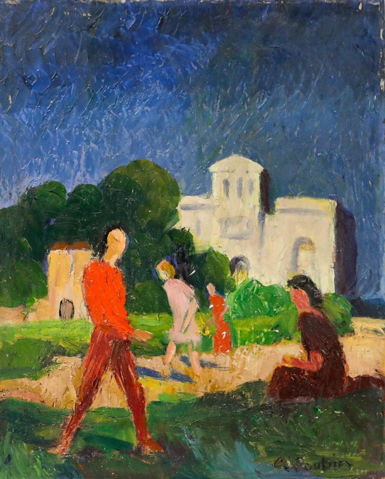 Georges Joubin (1888 1983)   Mid 20th Century Oil, In The Park photo furniture
