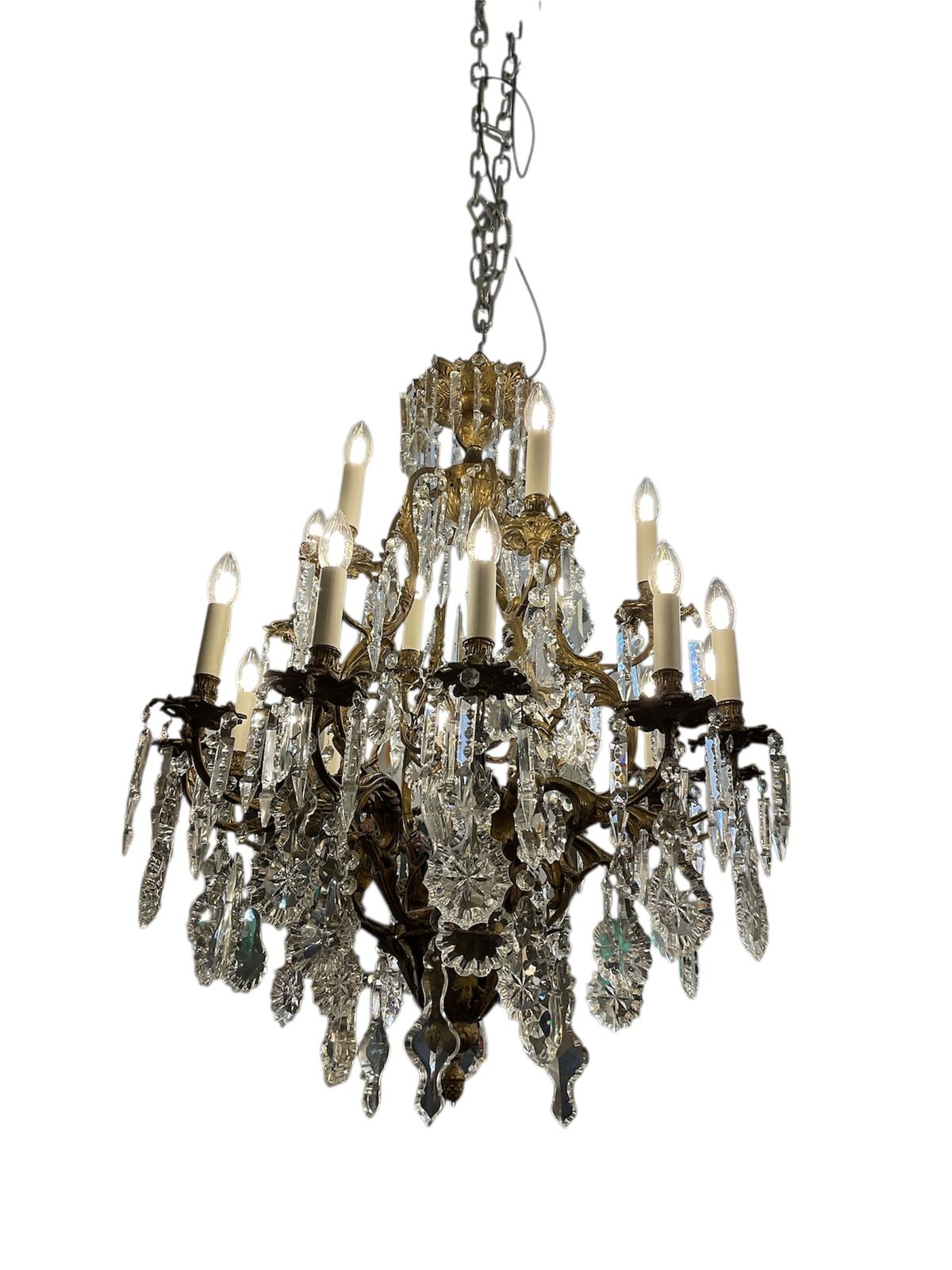 French Bronze 1890   1920 18 Lights Chandelier With Ormolu Frame And Baccarat Crystal Drops photo furniture