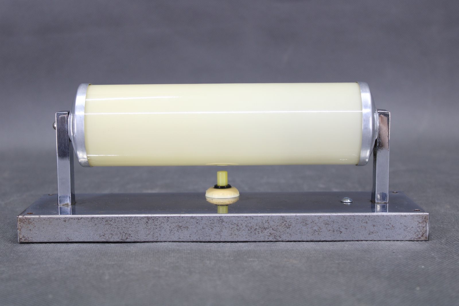 1930s Bauhaus Chrome Tubular Wall Light, Cream Glass Shade, Czechoslovakia, Esč