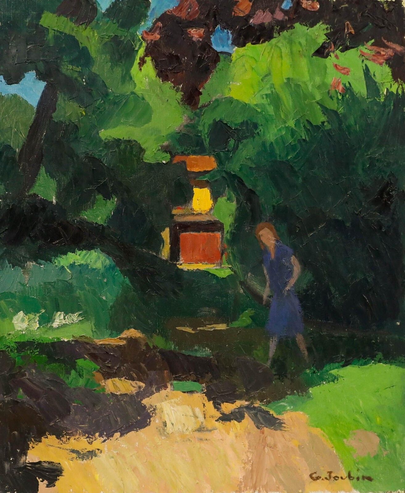 Georges Joubin (1888 1983)   Mid 20th Century Oil, Shaded Path photo furniture