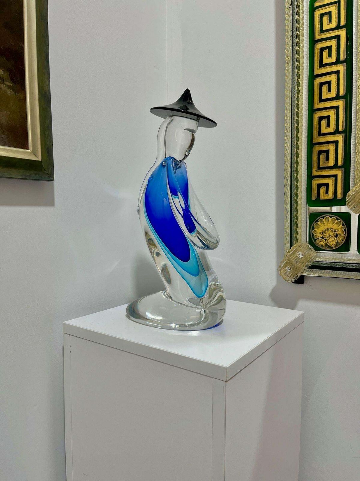 Giant Murano Glass Chinese Figurine In Sommerso photo furniture