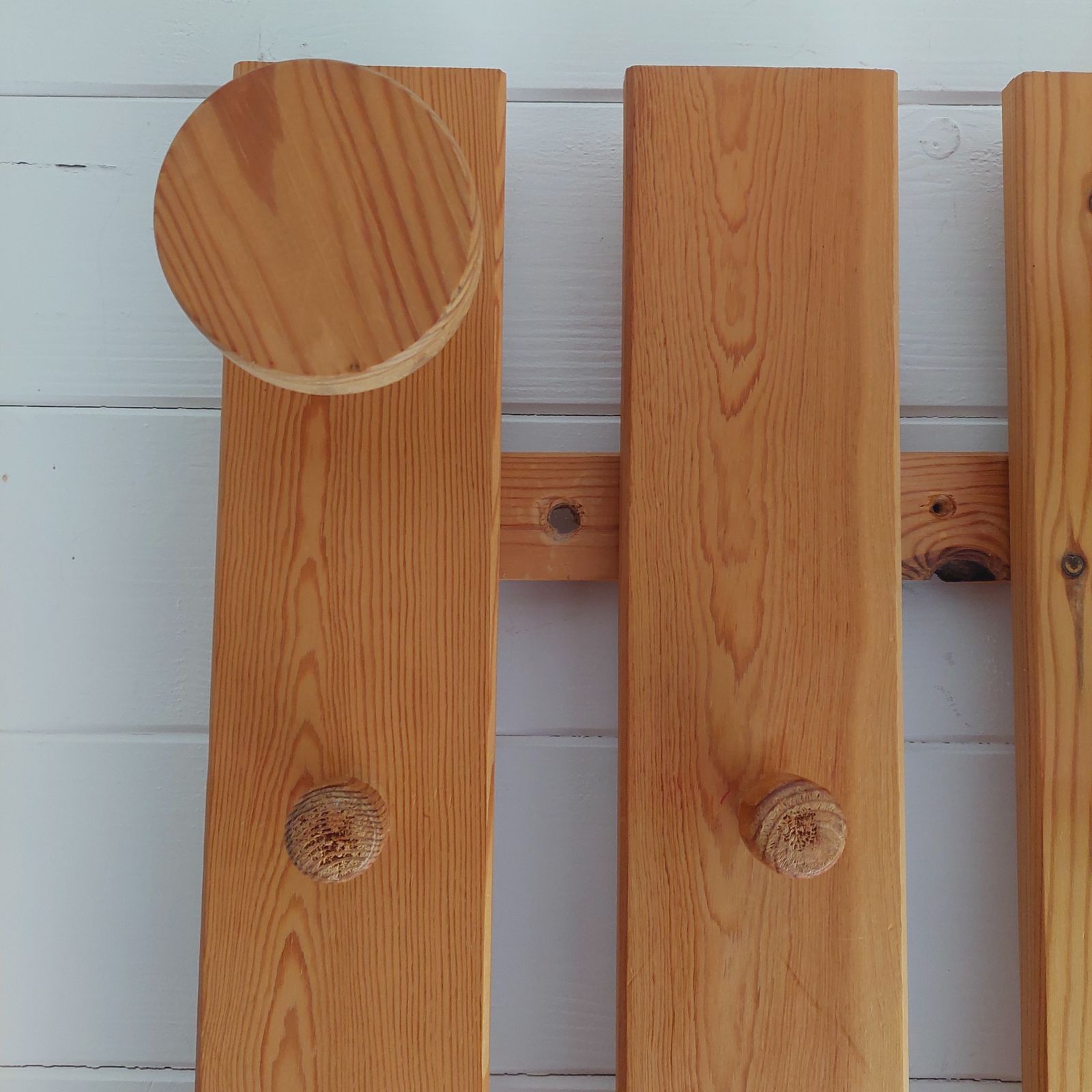 photo buy Mid Century Scandinavian Pine Coat Rack Slatted Wall Panel Tilja,  Karin Mobring Ikea, 1970s