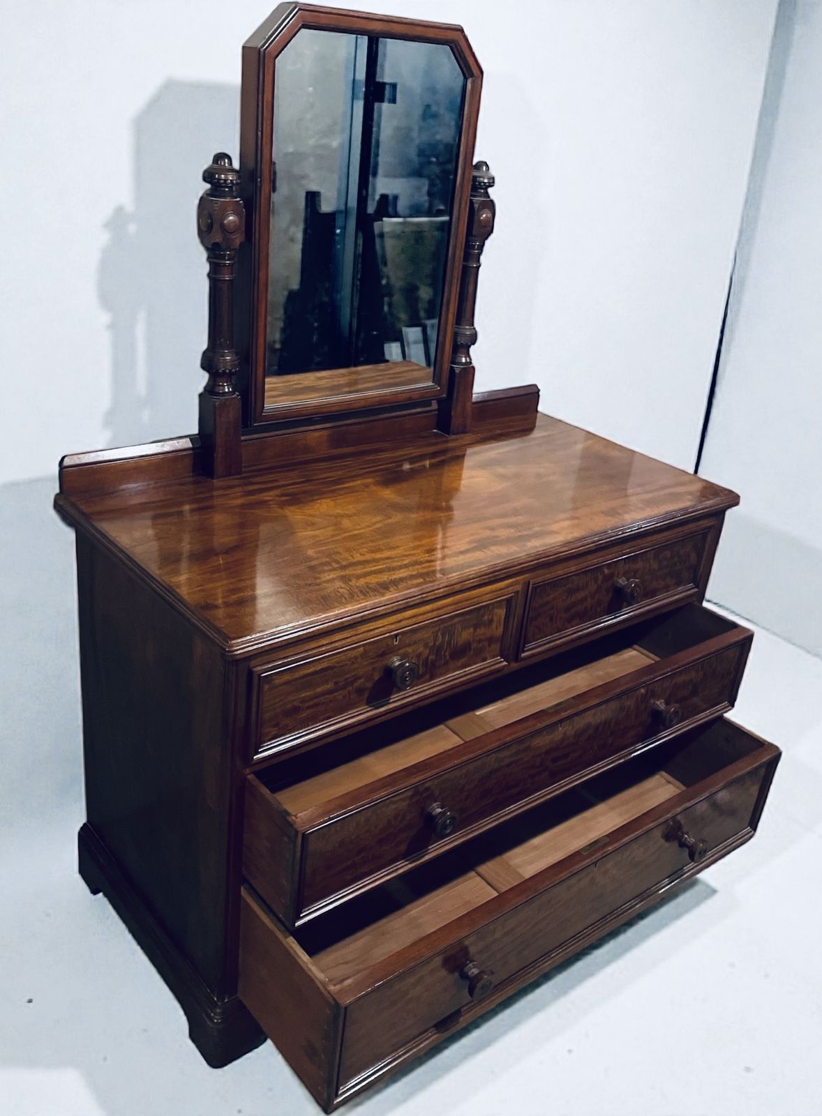 Restored Victorian Chest Of Drawers Dresser With Mirror Gillows 1880s photo Furniture