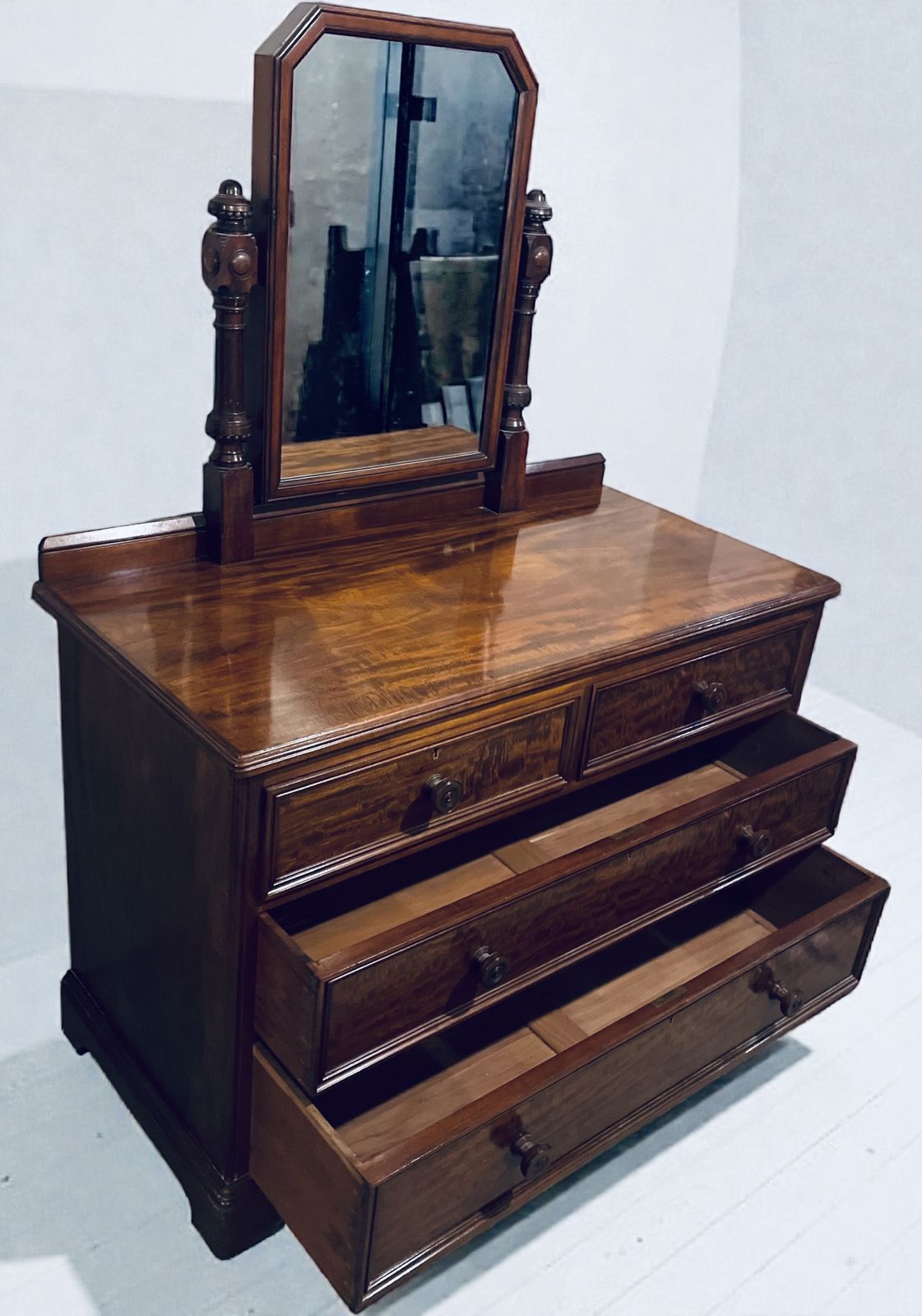 Restored Victorian Chest Of Drawers Dresser With Mirror Gillows 1880s photo 1350.0
