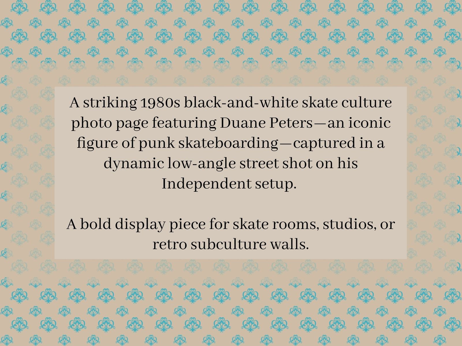 Skate Culture Photo Page, 1980s Skateboarding Print, Duane Peters Independent Downhill Punk City, Action Sports Wall Art, Old School Decor photo for sale