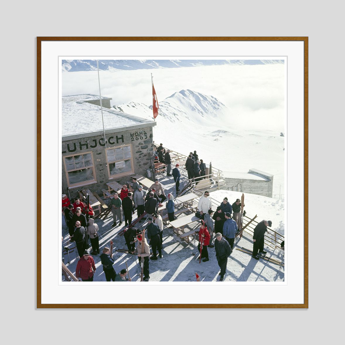 Toni Frissell 'Ski Lift' Archival Pigment Print Framed In Brown photo furniture