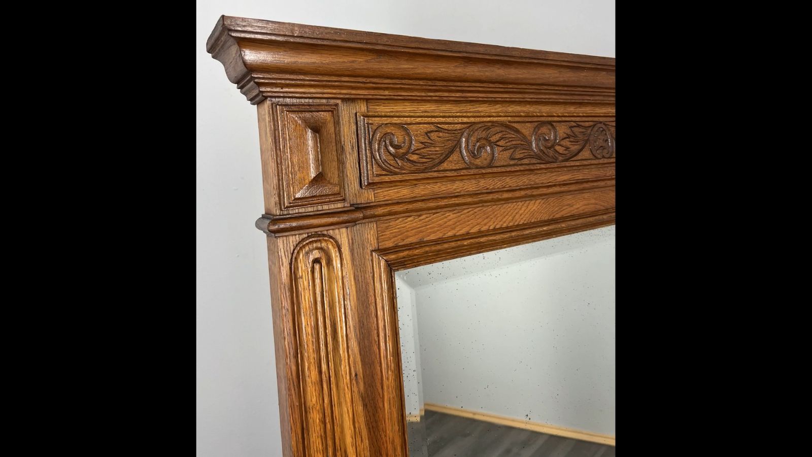 Antique French Style Carved Wall Mirror Oak Ornate Wall Frame photo furniture