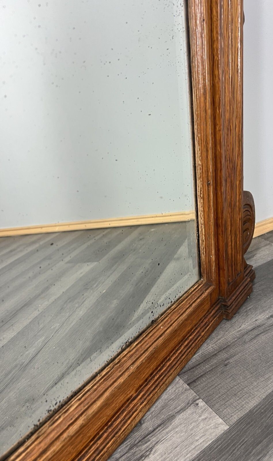 photo for sale Antique French Style Carved Wall Mirror Oak Ornate Wall Frame