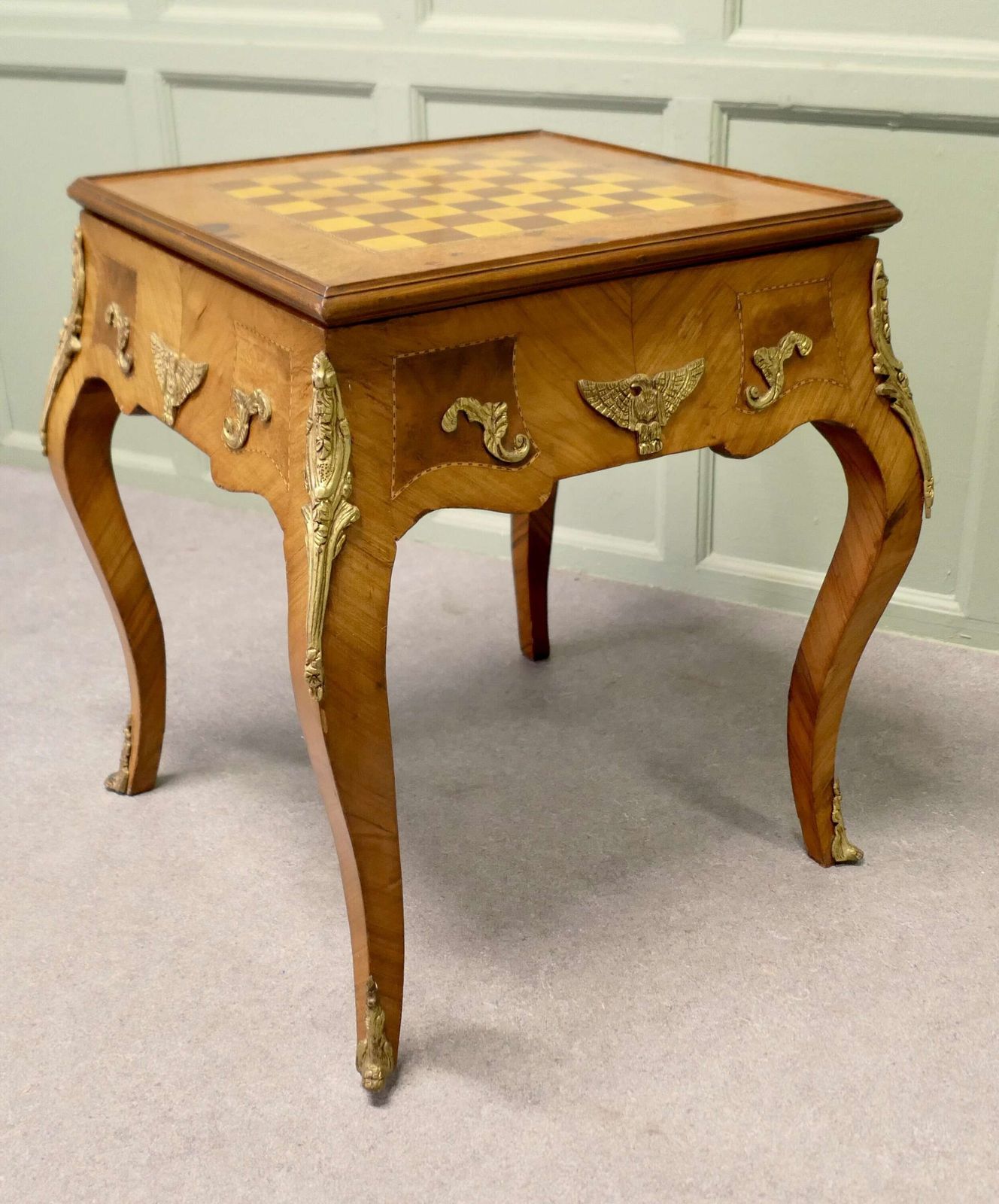 French Empire Style Burr Walnut And Ormolu Games Table, Chess And Backgammon photo 1740.0