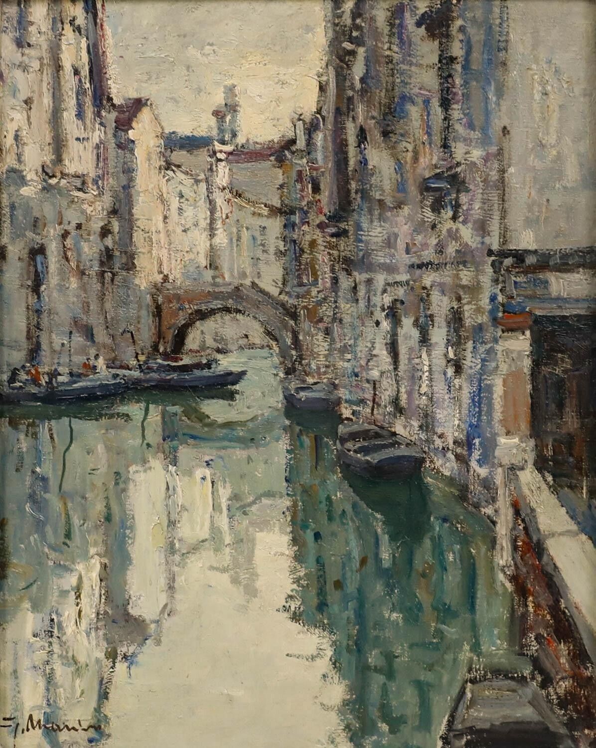 Giuseppe Marino (1903 1975)   Framed Mid 20th Century Oil, Mistero Di Poesia photo furniture