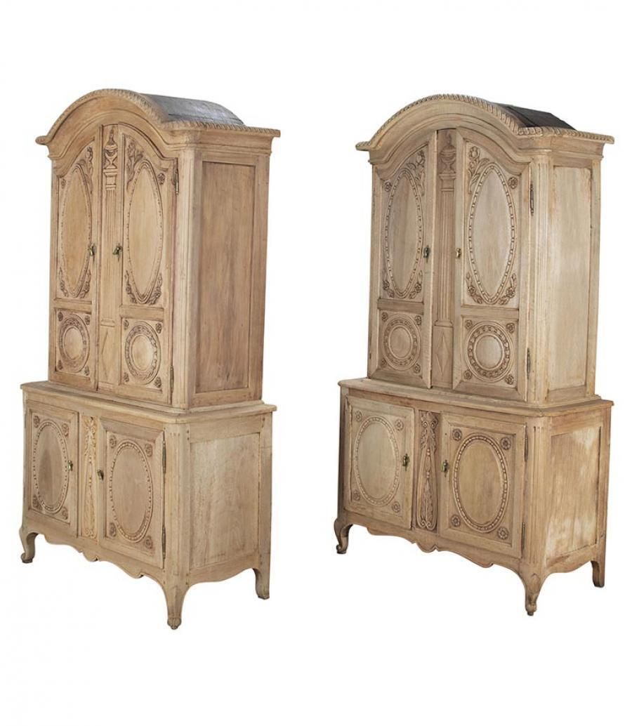 Pair Of Large Late 19th Century French Bleached Cabinets photo for sale