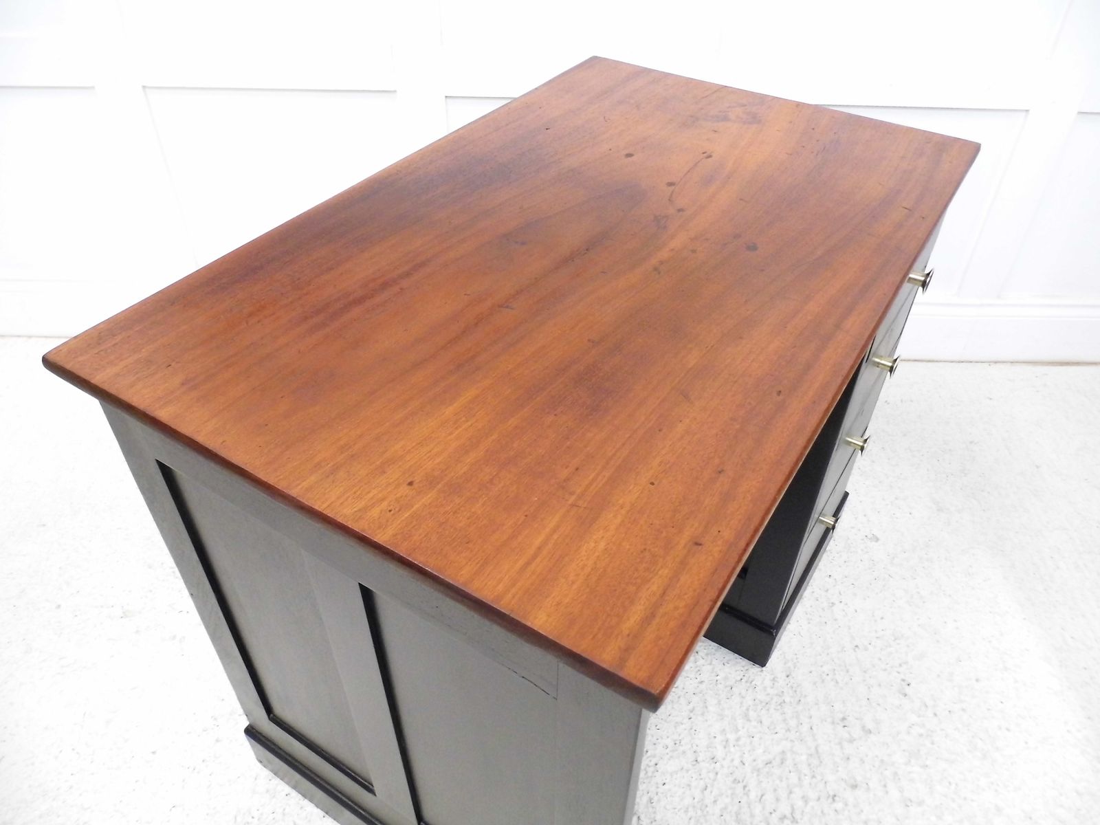 395.0 Antique Vintage Holland And Sons Of London Mahogany Panel Desk Shop Counter Unit photo